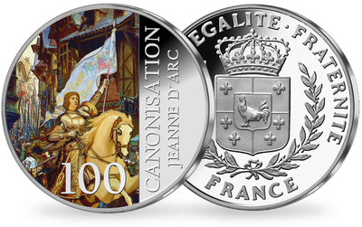 Frappe en argent colorisé  «100ème anniversaire de la  Canonisation de Jeanne d'Arc»